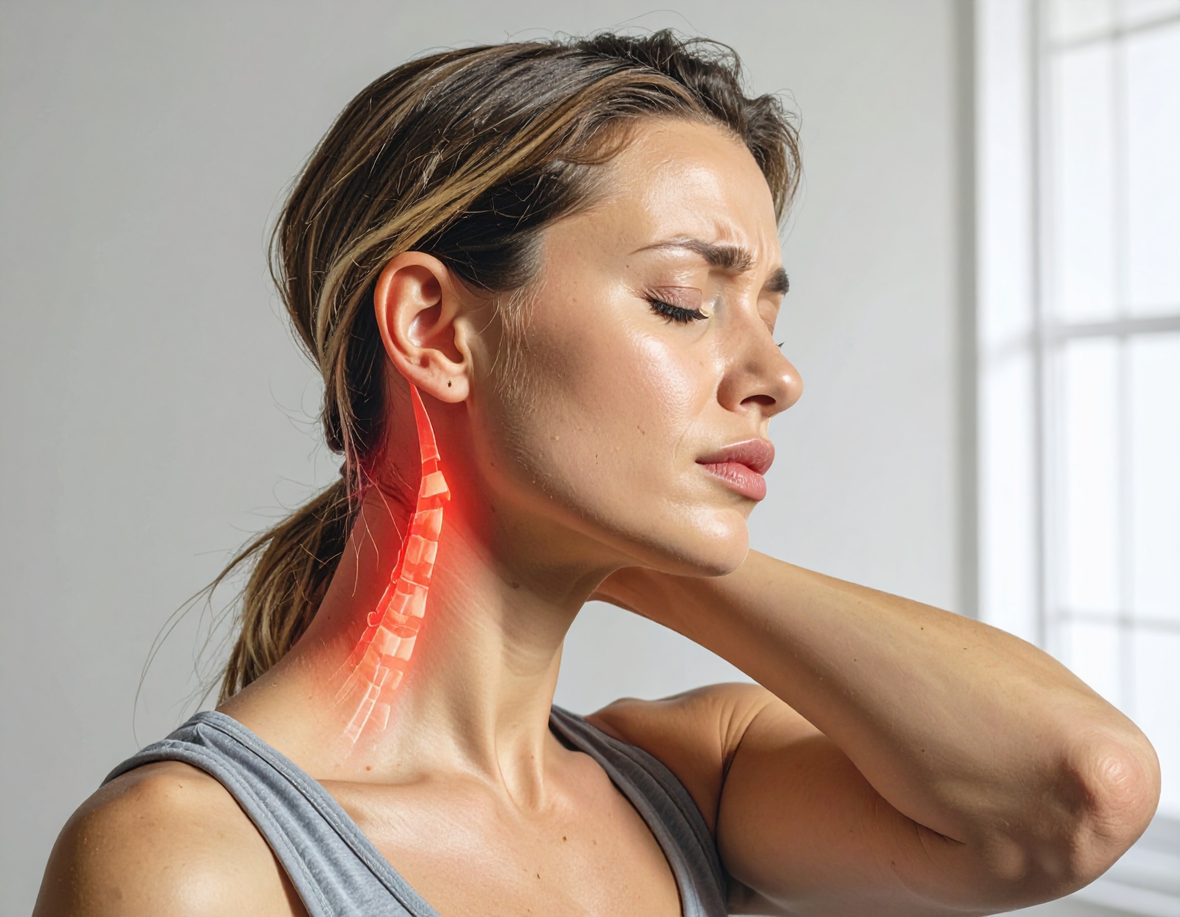 Patient suffering neck pain