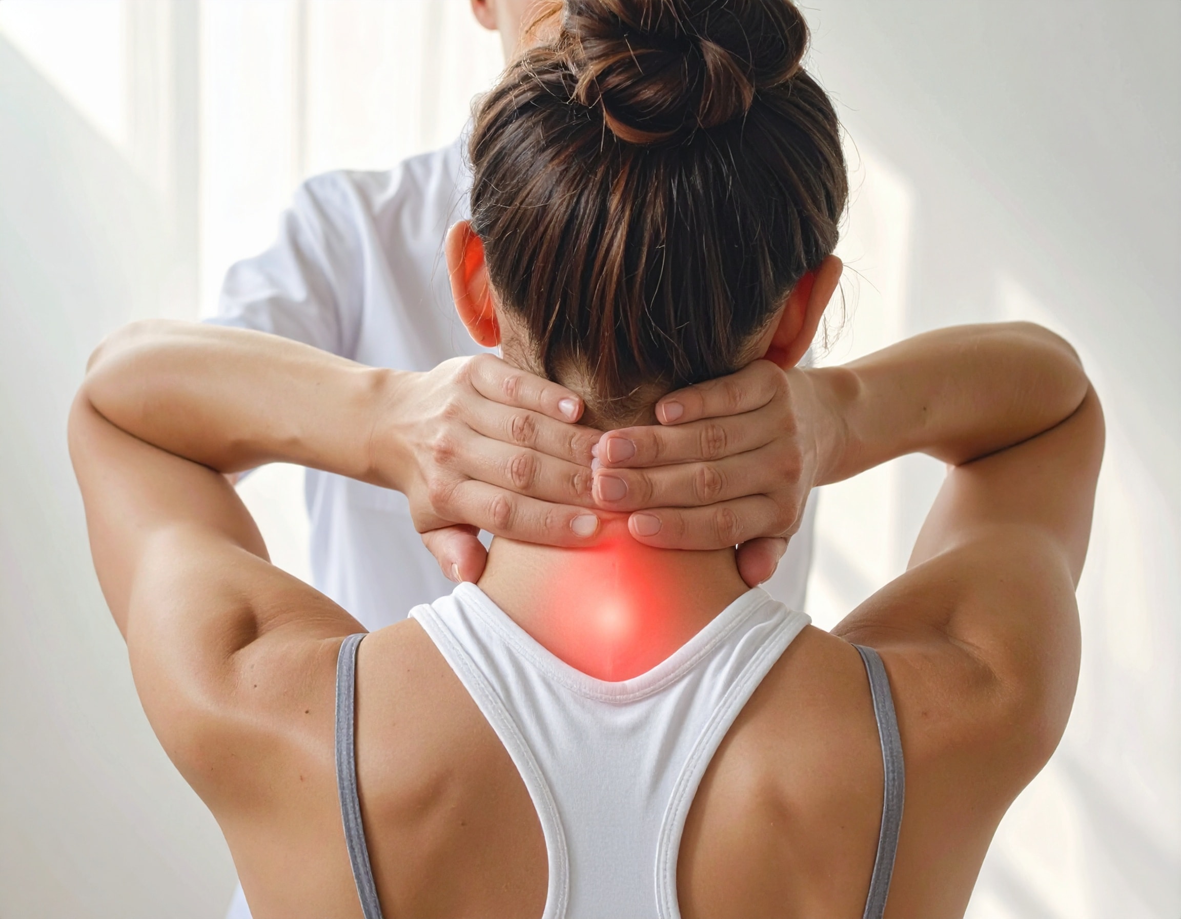 Doctor treating neck pain